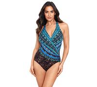 Miraclesuit Women's Swimwear Wrapsody Tummy Control Soft Cup One Piece Swimsuit, Brown Multi, 14