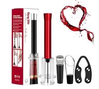 MIRACLEW Wine Opener - Air Pump Cork Remover Wine Bottle Opener Set, Miracle Wine Opener with Foil Cutter,Aerator Pourer,Vacuum Stopper(4PCS), Efficient Manual Wino on The Go Wine Opening Set (Red)