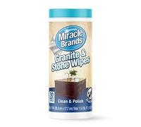 MiracleWipes for Granite & Stone, Clean, Protect, and Polish Countertops and Stone Surfaces Including Marble, Quartz, Slate, Tile, and Laminate, Great for Kitchen and Bathroom Cleaning Support 30
