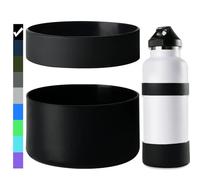 Miracredo 2 PCS Silicone Water Bottle Boot for Hydro Flask Boot, 64oz water bottle boot, Anti-Slip Bottom Cover with Ring, Boot For Iron Flask, Black