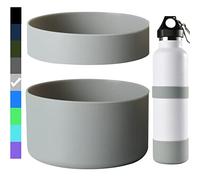 Miracredo 2 PCS Silicone Water Bottle Boot for Hydro Flask Boot, Anti-Slip Bottom Cover with Ring, Boot For Iron Flask, 12oz to 24 oz, Lightgrey