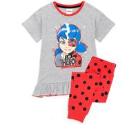 Miraculous Girls Grey Ladybug Placement Print & Polka Dot Short Sleeve Long Leg Pyjama Set - 7-8 Years