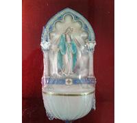 Miraculous Holy Water Font Luminous with Gold Foil Highlights & Lourdes Prayer Card Catholic Gifts (3006)
