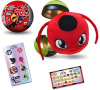 Miraculous Ladybug 4-in-1 Collectible Toy with Plush Kwami, Metal Case & Stickers