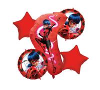 Miraculous Ladybug 5pc Foil Balloon Bouquet Birthday Party Supplies
