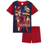 Miraculous Ladybug Girls Pyjamas, Short Cotton Superhero Kids PJs for Summer (3-4 Years, Red)
