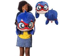Miraculous Ladybug - Huggie Hideaway Ladybug, 16.5-inch Red and Blue Plush Pillow, Super Cute Soft Stuffed Toy for Kids with Large Zipper Secret Pocket in the Back (Wyncor)