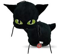 Miraculous Ladybug - Huggie Hideaway Plagg, 16.5-inch Black Plush Pillow, Super Cute Soft Stuffed Toy for Kids with Large Zipper Secret Pocket in the Back (Wyncor)