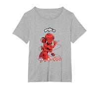 Miraculous Ladybug Lucky Charm Manga T-Shirt, Women's Plus, Heather Grey, 5X