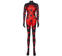 Miraculous Ladybug Officially Licensed Women's Shadybug Cosplay Costume Black and Red Jumpsuit Halloween Costume