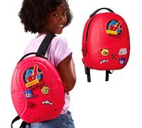 Miraculous Ladybug - Pop n' Swop Ladybug Red Backpack with Black Handle, 6 Clip-on Badges and Zipper, Lightweight Durable Waterproof Bag with Adjustable Straps (Wyncor)