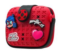 Miraculous Ladybug - Pop n' Swop Purse, with 4 Badges, Handle and Zipper, Lightweight Durable Waterproof Handbag (Wyncor)