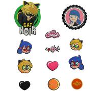 Miraculous Ladybug Shoe & Bag Charms for Girls & Teens, 12 Assorted Badges, Perfect Party Favour Gifts