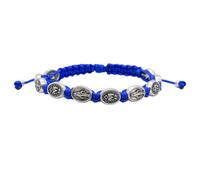 Miraculous Medal Bracelet on Woven Cord | Adjustable | Blue or Brown | Christian Jewelry | Great Catholic Gift for First Holy Communion and Confirmation | Made in Italy, M, Metal, no gemstone