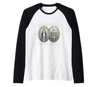 Miraculous Medal Marian Our Lady Catholic Raglan Baseball Tee