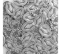 Miraculous Medals Bulk Pack - 100 Medals (Regular - 1 inch) - Italian Silver-Plated Medals - Catholic Gifts for Evangelization, Zinc, No Gemstone