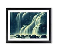 Miraculous Waterfall Framed Print | A4 Black Framed Wall Art | Ready to Hang | Modern Landscape Picture | Living Room Bedroom Lounge Office