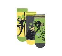Miraculous Women's Cat Noir Socks 3 Pack in Green | Size: 3-5 Miraculous Green 3-5