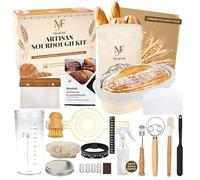MiraFolk Sourdough Starter Kit - Bread Making Kit with 10in Oval Proofing Basket with Cloth Liner, Jar, Dough Whisk, Dough Scraper, Bread Making Tools - Baking Accessories for Kitchen