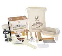 MiraFolk Sourdough Starter Kit - Bread Making Kit with 10in Oval Proofing Basket with Cloth Liner, Jar, Dough Whisk, Dough Scraper, Bread Making Tools - Baking Accessories for Kitchen