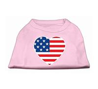 Mirage American Flag Heart Screen Print Shirt, Medium, Light Pink