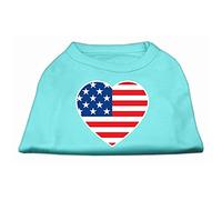 Mirage American Flag Heart Screen Print Shirt, XX-Large, Aqua