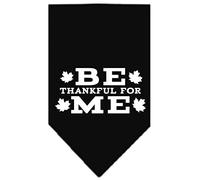 Mirage Be Thankful for Me Screen Print Dog Bandana, Large, Black