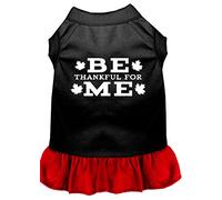 Mirage Be Thankful for Me Screen Print Dog Dress, Large, Black/Red