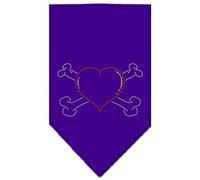 Mirage Heart Cross Bone Rhinestone Bandana, Small, Purple