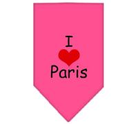 Mirage I Heart Paris Screen Print Bandana for Pets, Large, Bright Pink