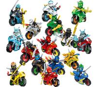 Mirage Ninja Motorcycle Set - 16 Minifigures, LEGO Ninjago Compatible, ABS Plastic, Fits LEGO Base Plates