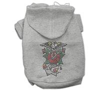 Mirage Pet Products 8-inch Eagle Rose Nailhead Hoodies, X-Small, Grey