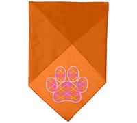 Mirage Pet Products Argyle Paw Pink Screen Print Bandana for Pets, Large, Orange