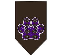 Mirage Pet Products Argyle Paw Purple Screen Print Bandana for Pets, Small, Cocoa