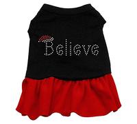 Mirage Pet Products Believe Rhinestone Pet Dress, 14-inch, Black/Red