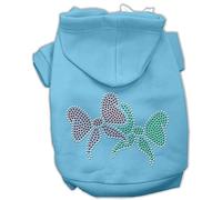 Mirage Pet Products Christmas Bows Rhinestone Hoodie, Extra Small 8-inch, Baby Blue