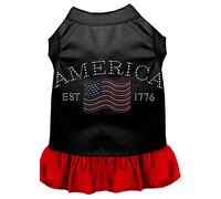 Mirage Pet Products Classic America Rhinestone Pet Dress, Extra Small 8-inch, Black/Red