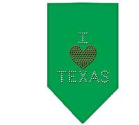 Mirage Pet Products I Heart Texas Rhinestone Bandana, Small, Emerald Green