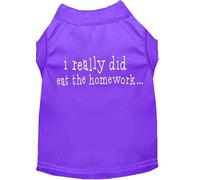 Mirage Pet Products I Really Did Eat The Homework Screen Print Shirt, XX-Large, Purple
