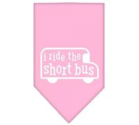 Mirage Pet Products I Ride The Short Bus Screen Print Bandana, Small, Light Pink
