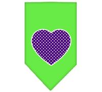 Mirage Purple Swiss Dot Heart Screen Print Dog Bandana, Large, Lime Green