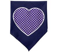 Mirage Purple Swiss Dot Heart Screen Print Dog Bandana, Small, Navy Blue
