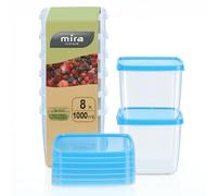 MiraHome freezer box, square-shaped, 11x11x11.7 cm, light blue, Austrian Quality (1l (8 pcs))