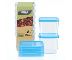 MiraHome freezer box, square-shaped, 11x11x11.7 cm, light blue, Austrian Quality (1l (8 pcs))