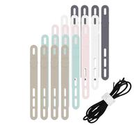 Miralith 20 Pcs Anti-Slip Cable Ties, Reusable Silicone Straps Cable Ties for Charging Cable, Wired Headphones, HDMI, Adjustable Elastic Silicone Cord Organizer Straps Ties for Home Office Table Desk