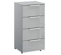 Miramar Narrow Chest - 4 Drawer - Silk Grey & Silk Grey Glass