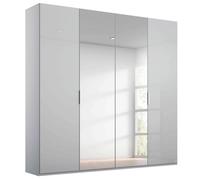 Miramar Type-5 Wardrobe - 201cm - 4 Door - Mirror - Silk Grey & Silk Grey Glass