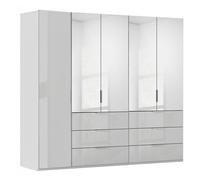 Miramar Type-5 Wardrobe - 251cm - 5 Door - Combi - Silk Grey & Silk Grey Glass