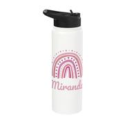 Miranda Name Personalized Funny Women Pink Rainbow Miranda Stainless Steel Insulated Water Bottle