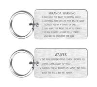 Miranda Rights Keychain Metal - Engraved Miranda Warning Keychain with Legal Waiver - Silver Miranda Keychain for Police Graduates Police Officers - Police Law Enforcement Accessories, Silver, Medium